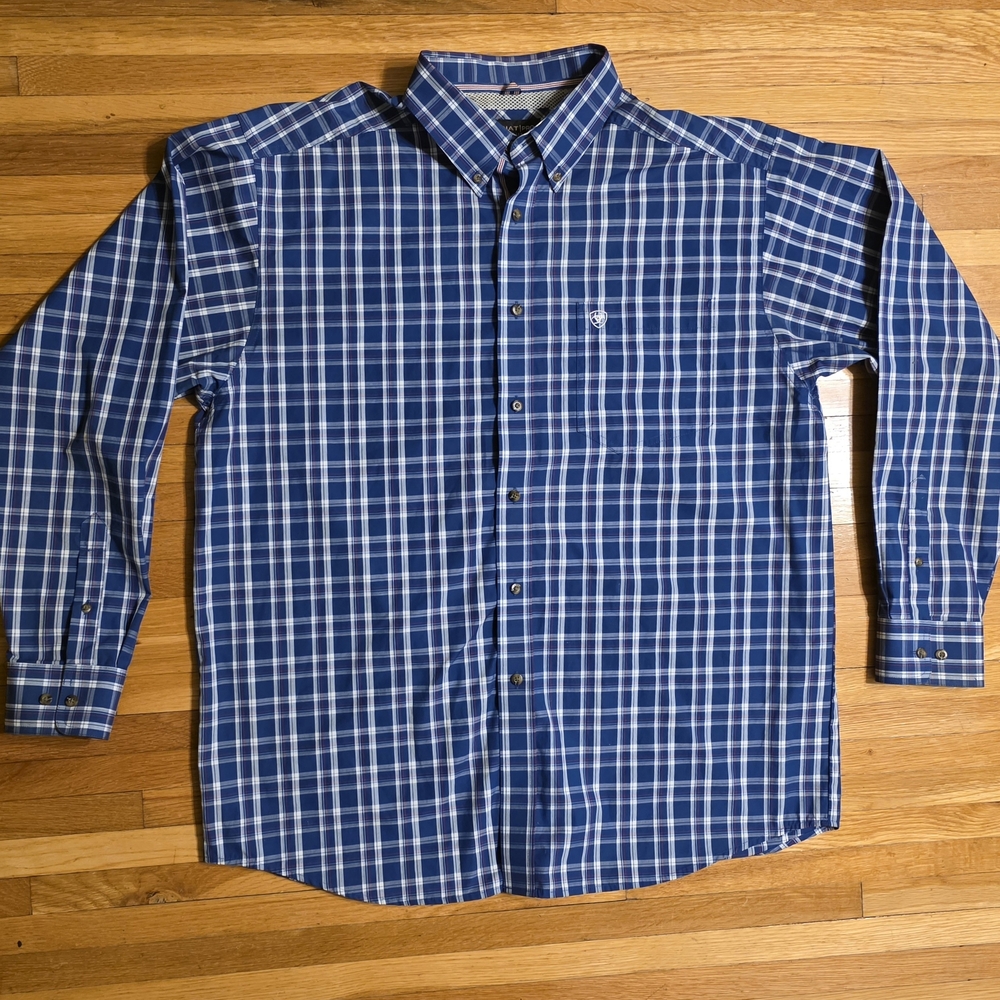 Ariat XL Pro Series Samson Blue Performance Western Shirt Rodeo Team Classic Fit